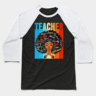 Black History Month Teacher For Girls Women Baseball T-Shirt